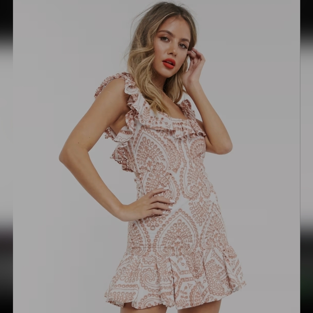 •••SOLD•••Bardot Pink and White Mini Dress